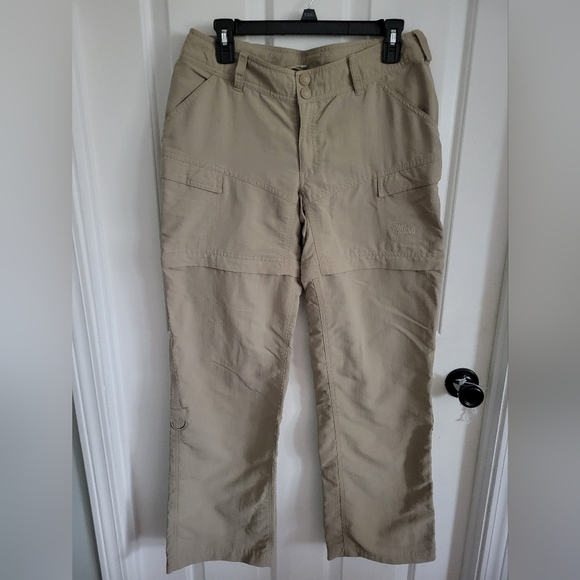 North Face Hiking Pants Womens Size 8 Tan Nylon Convertible Outdoors Hiking - Picture 1 of 12